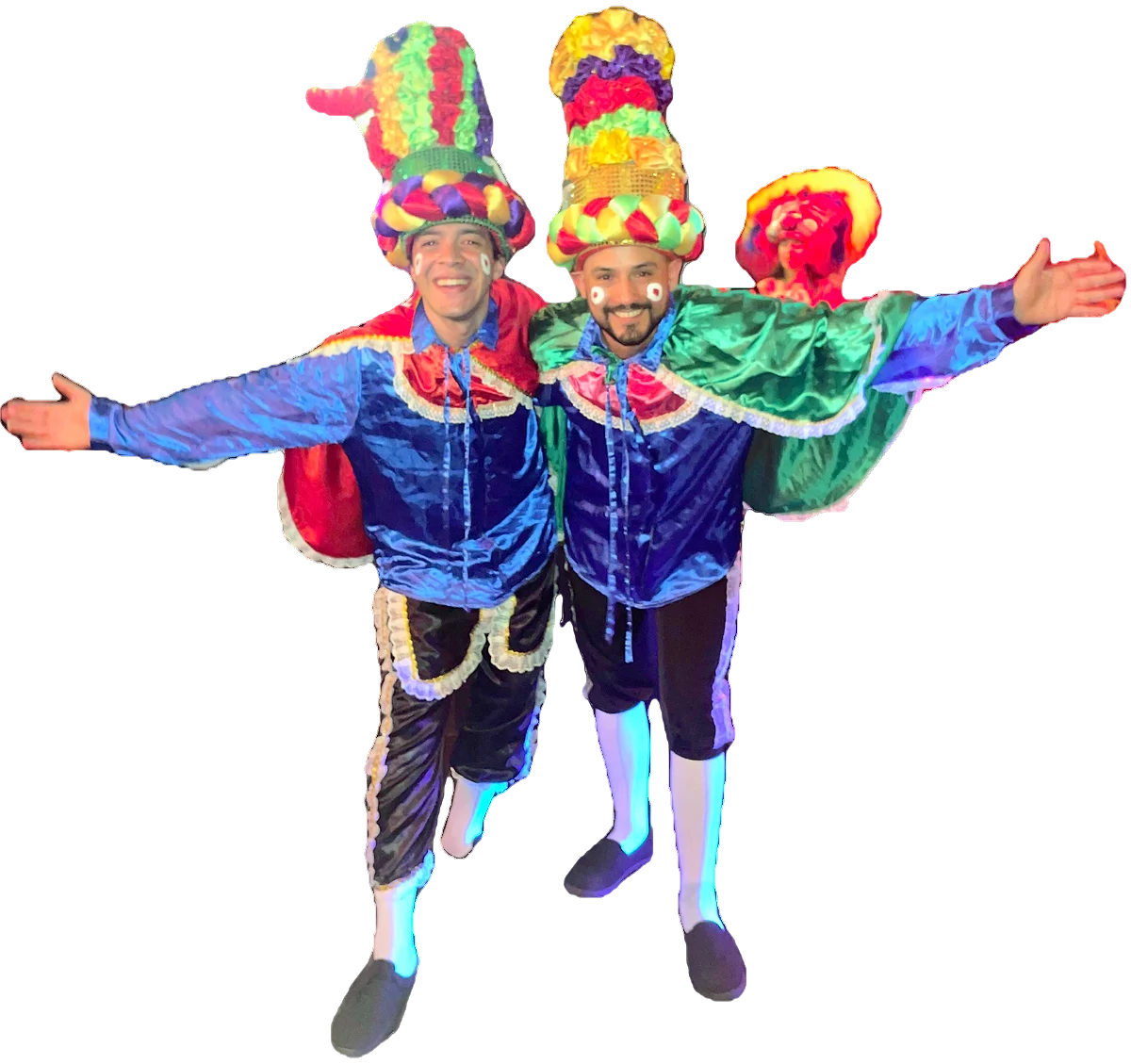 Two CDG dancers dressed as Congos of the Barranquilla Carnival.